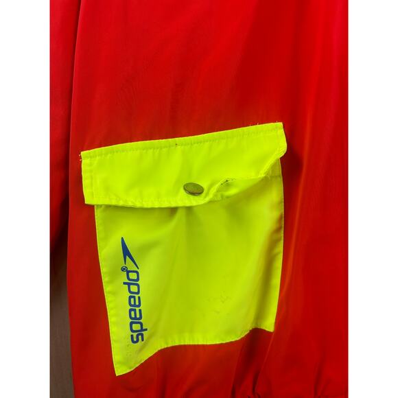 Speedo Red Neon Yellow Pullover Windbreaker Jacket Men’s XL Athletic - Picture 9 of 11